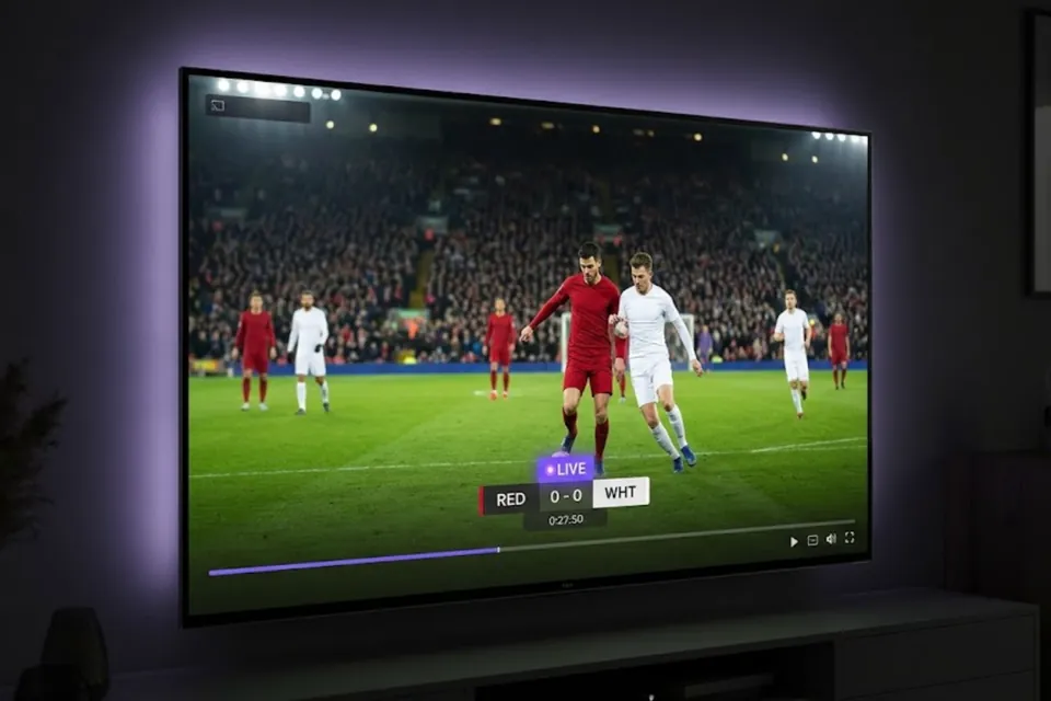 A live football match playing in the LibertyTV app